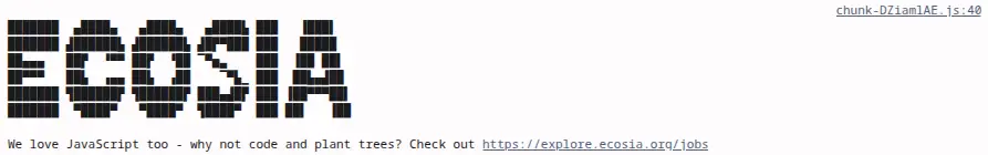Ecosia's console messages