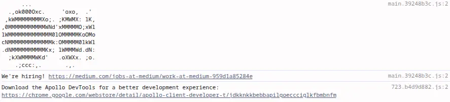 Medium's console messages