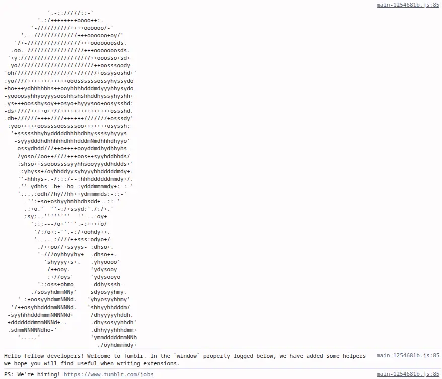 Tumblr's console messages
