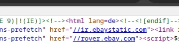 screenshot of the ebay.de homepage html code