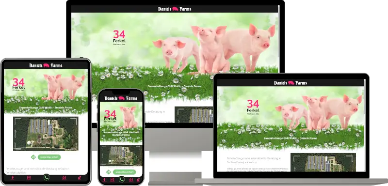 Devices mockup with screenshots of daniels-farms.de website