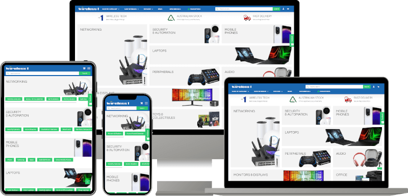 Devices mockup with screenshots of wireless1.com.au website