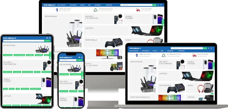 Devices mockup with screenshots of wireless1.com.au website